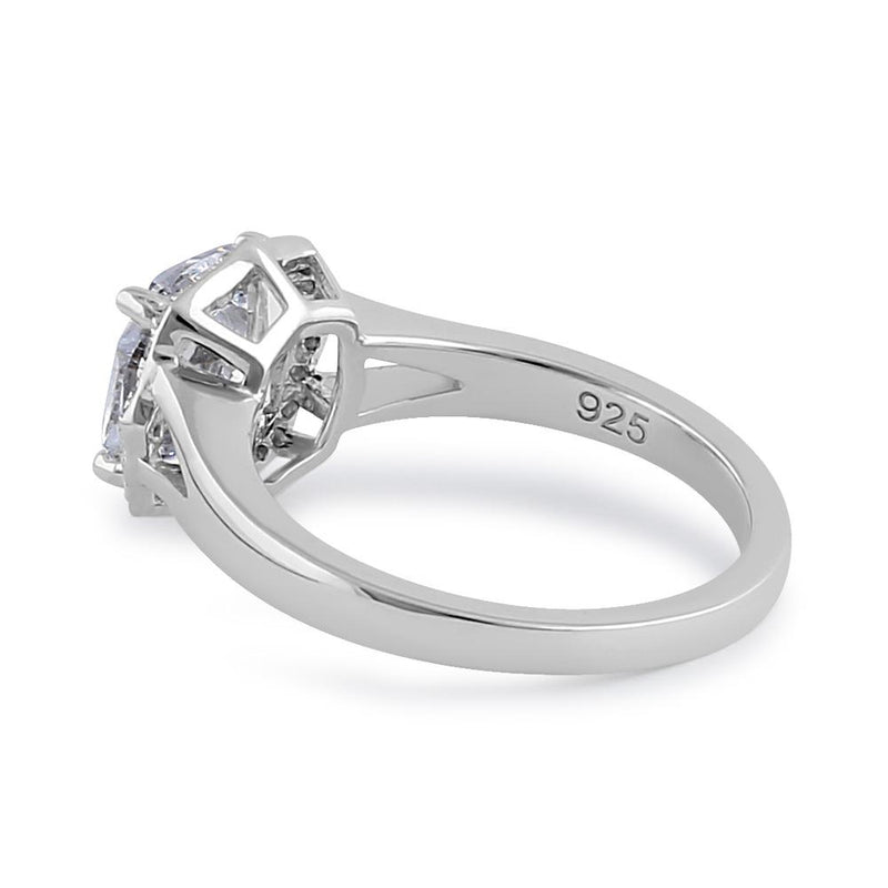 Sterling Silver 8mm Clear Cushion CZ Engagement Ring
