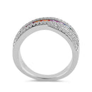 Sterling Silver Multicolor CZ Twist Ring