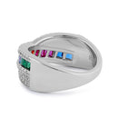 Sterling Silver Multicolor CZ Twist Ring