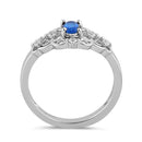 Sterling Silver Blue CZ Vintage Design Ring