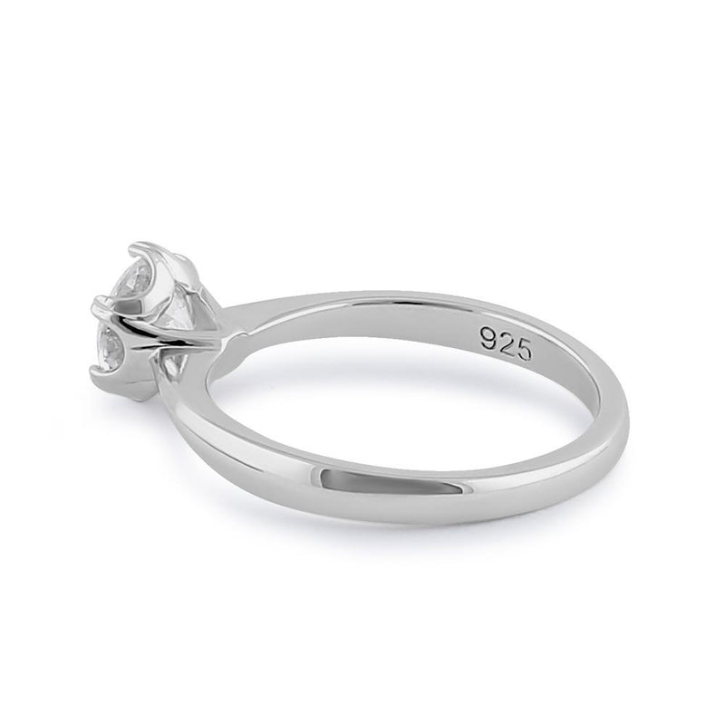 Sterlig Silver 6.5mm Clear CZ Crown Setting Ring