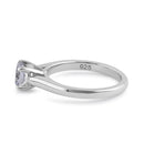 Sterling Silver 6.5mm Clear CZ Catherdral Setting Ring