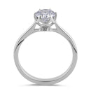 Sterling Silver 6.5mm Clear CZ Six Prong Crown Setting Ring