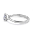 Sterling Silver 6.5mm Clear CZ Six Prong Crown Setting Ring
