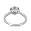 Sterling Silver 6.5mm Clear CZ Small Flower Setting Ring