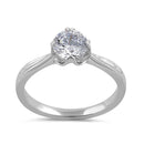 Sterling Silver 6.5mm Clear CZ Six Crossed Prong Setting Ring