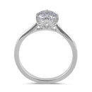 Sterling Silver 6.5mm Clear CZ Six Crossed Prong Setting Ring