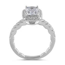 Sterling Silver 8 x 6 Emerald CZ Halo Engagement Ring