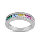 Sterling Silver Multicolor CZ Band Ring