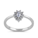 Sterling Silver Clear CZ Dainty Pear Halo RIng
