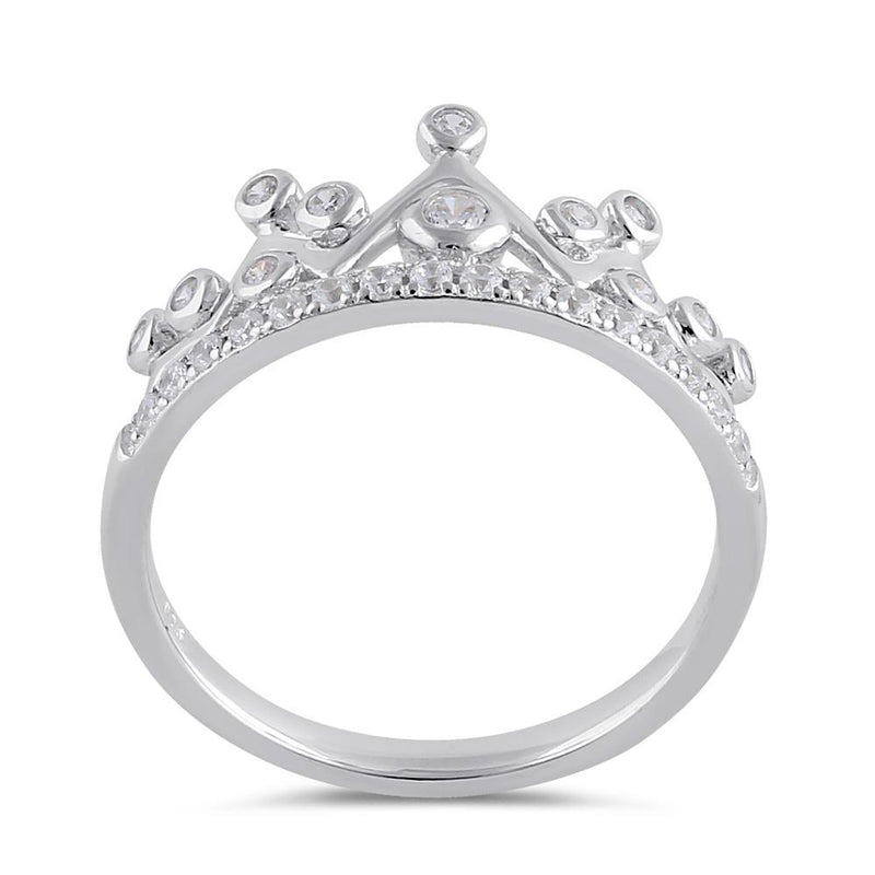 Sterling Silver Clear CZ Princess Crown Ring