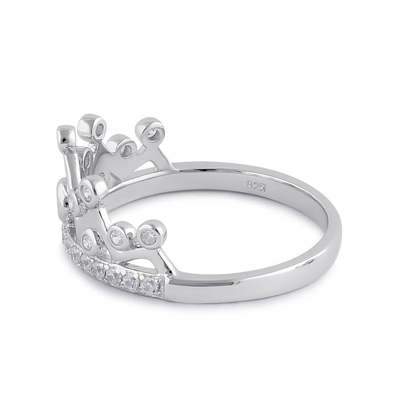 Sterling Silver Clear CZ Princess Crown Ring