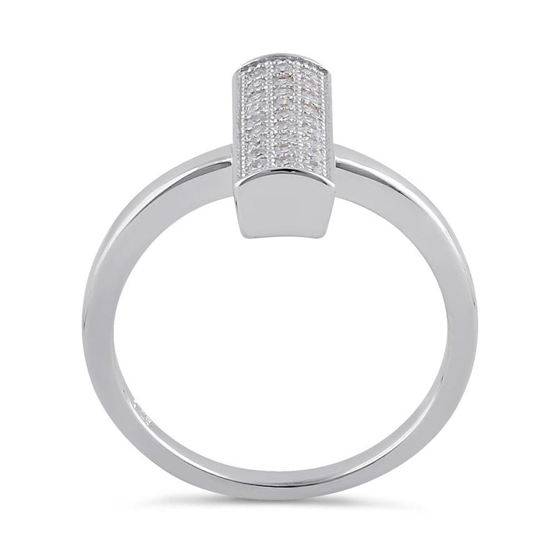 Sterling Silver Clear CZ Trendy Bar Ring