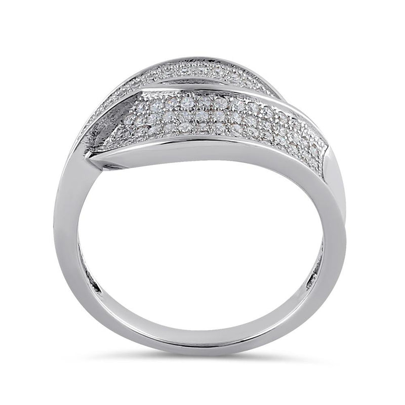 Sterling Silver Clear CZ Thick Twist Ring