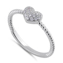 Sterling Silver Clear CZ Rope and Heart Ring