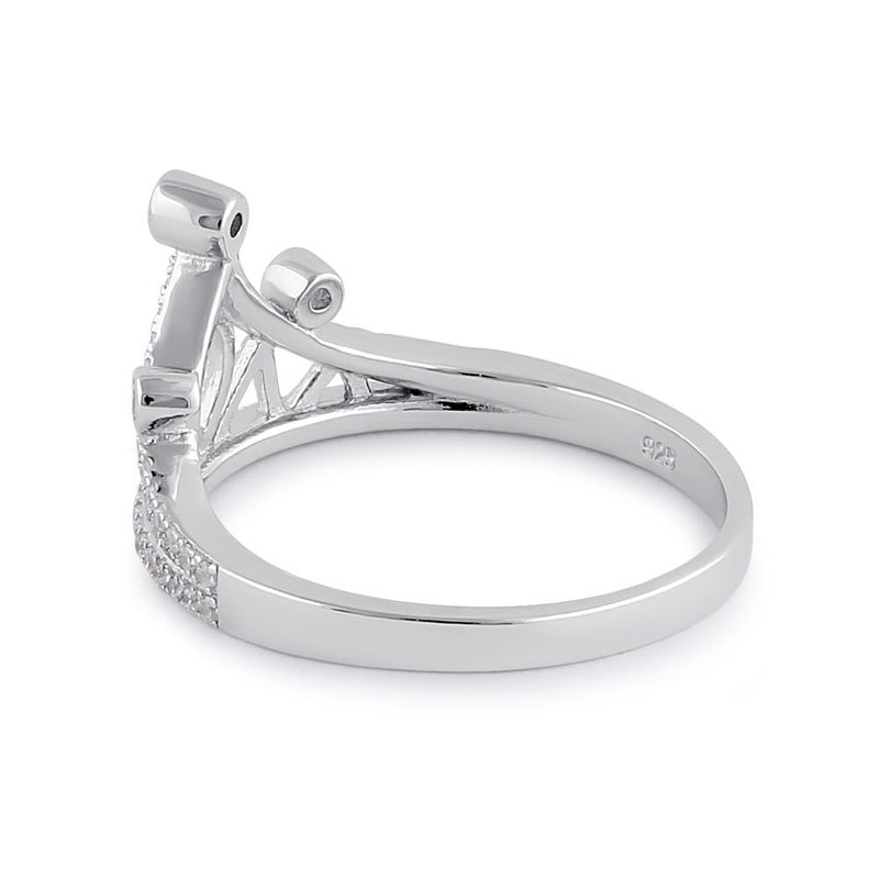 Sterling Silver Clear CZ Frozen Crown Ring