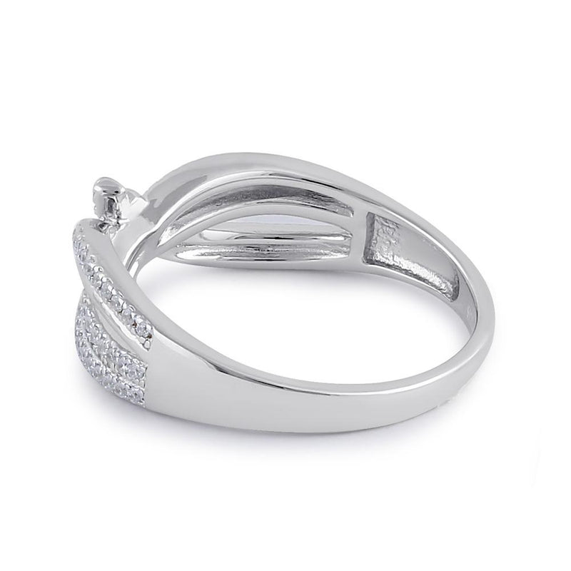 Sterling Silver Clear CZ Elegant Twist Ring