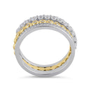 Sterling Silver Triple Stack with Single Gold Plated Clear CZ Rings