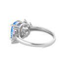 Sterling Silver Elegant Squoval Blue Lab Opal with Clear CZ Ring