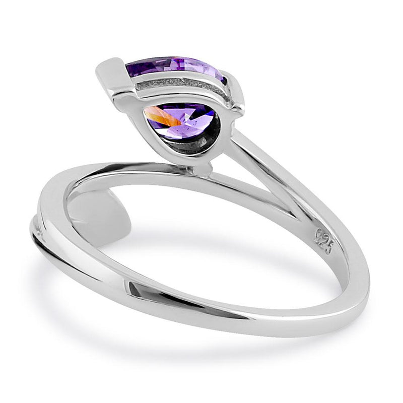 Sterling Silver Blue Lab Opal and Amethyst CZ Ring