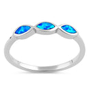 Sterling Silver Triple Marquise Blue Lab Opal Ring