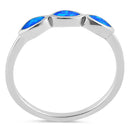 Sterling Silver Triple Marquise Blue Lab Opal Ring