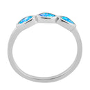Sterling Silver Triple Marquise Blue Lavender Lab Opal Ring
