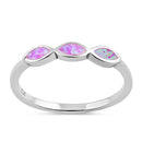Sterling Silver Triple Marquise Pink Lab Opal Ring