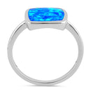 Sterling Silver Square Blue Lab Opal Ring