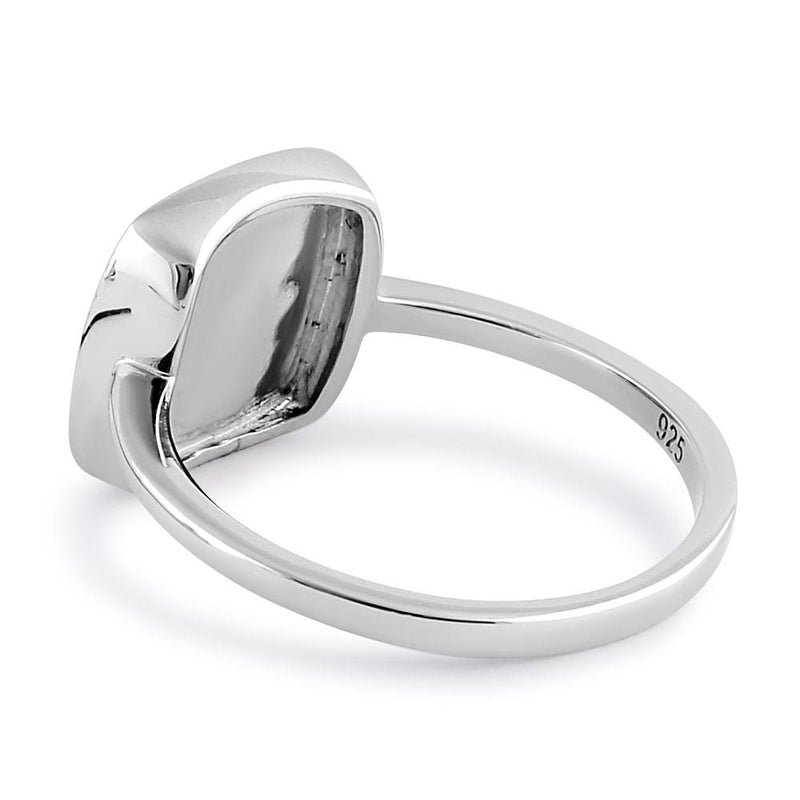 Sterling Silver Square White Lab Opal Ring