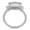 Sterling Silver White Lab Opal Crab CZ Ring