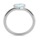 Sterling Silver White Lab Opal Rising Heart Ring