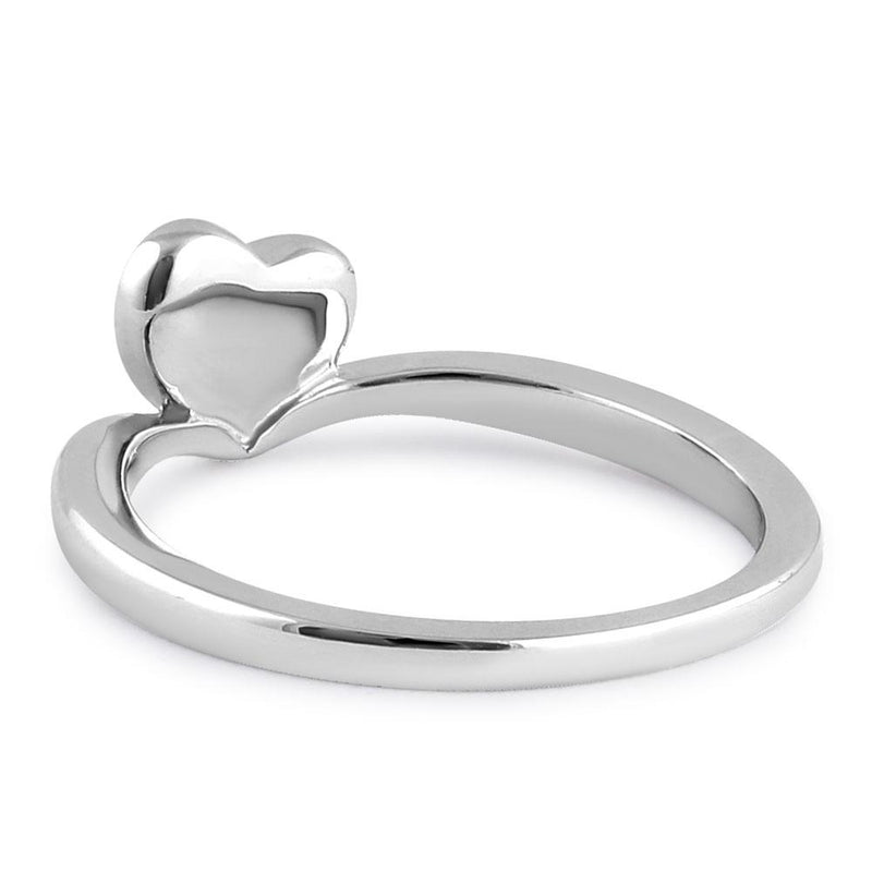 Sterling Silver White Lab Opal Rising Heart Ring