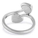 Sterling Silver White Lab Opal Double Heart Wrap Ring