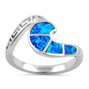 Sterling Silver Blue Lab Opal Greek Wave Ring