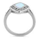 Sterling Silver White Lab Opal Greek Rhombus Ring