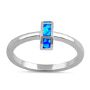 Sterling Silver Blue Lab Opal Semi Circle Ring