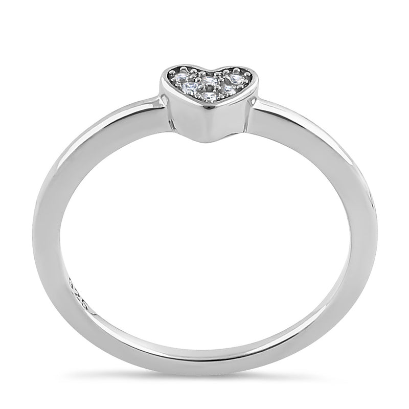 Sterling Silver Elegant Heart Cluster Clear CZ Ring