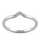 Sterling Silver Stackable Chevron Round Cut Clear CZ Ring