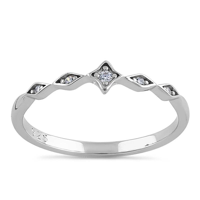 192586c01 Sterling Silver Dainty Star Marquise Clear CZ Ring
