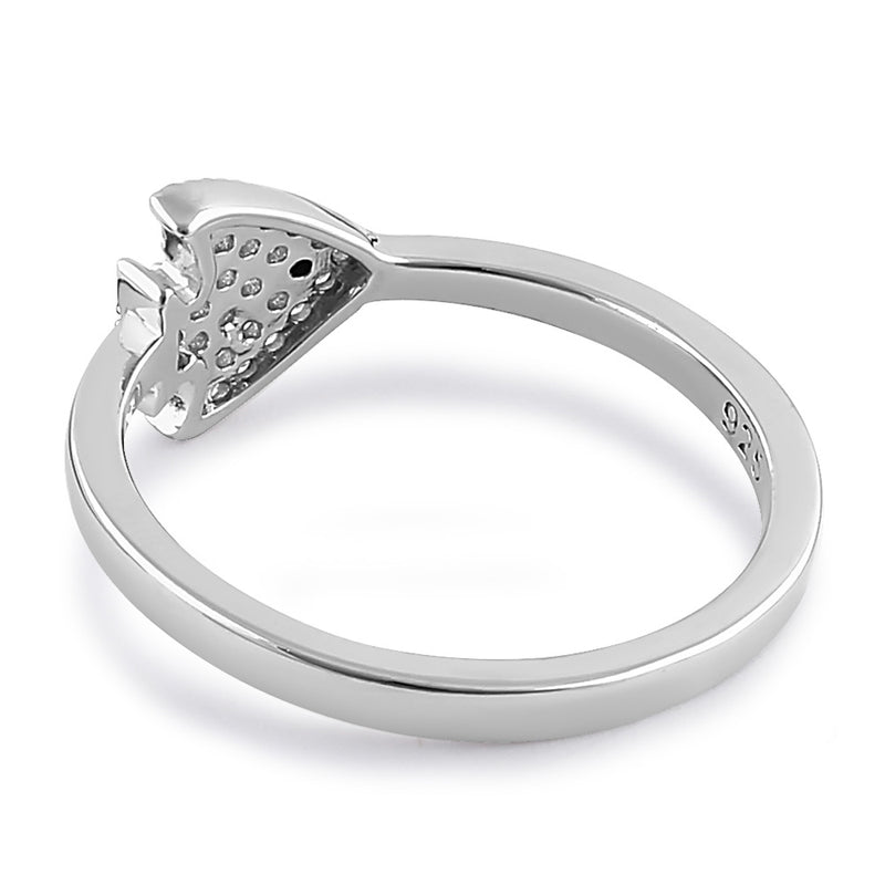 Sterling Silver Round Cut Clear CZ Fish Ring