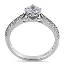 Sterling Silver Petite Pave Round Cut Clear CZ Engagement Ring