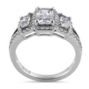 Sterling Silver Triple Rectangular Halo Clear CZ Engagement Ring