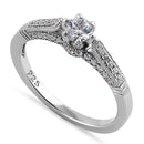 Sterling Silver Dainty Cathedral Round Cut Clear CZ Engagement Ring