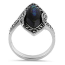 Sterling Silver Abalone Marquise Marcasite Ring