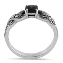 Sterling Silver Oval Abalone Marcasite Ring