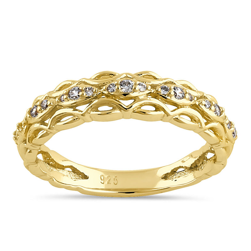 Sterling Silver Yellow Gold Plated Elysian Round Cut Clear CZ Ring