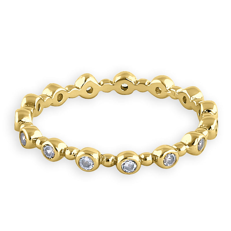 Sterling Silver Yellow Gold Plated Round Cut Clear CZ Eternity Ring