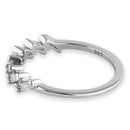 Sterling Silver Half Eternity Tapered Baguette Cut Clear CZ Ring