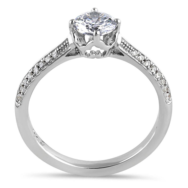 Sterling Silver Dainty Cathedral Round Cut Clear CZ Engagement Ring